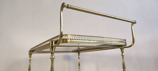 Très belle Desserte roulante en laiton et verre Maison Baguès