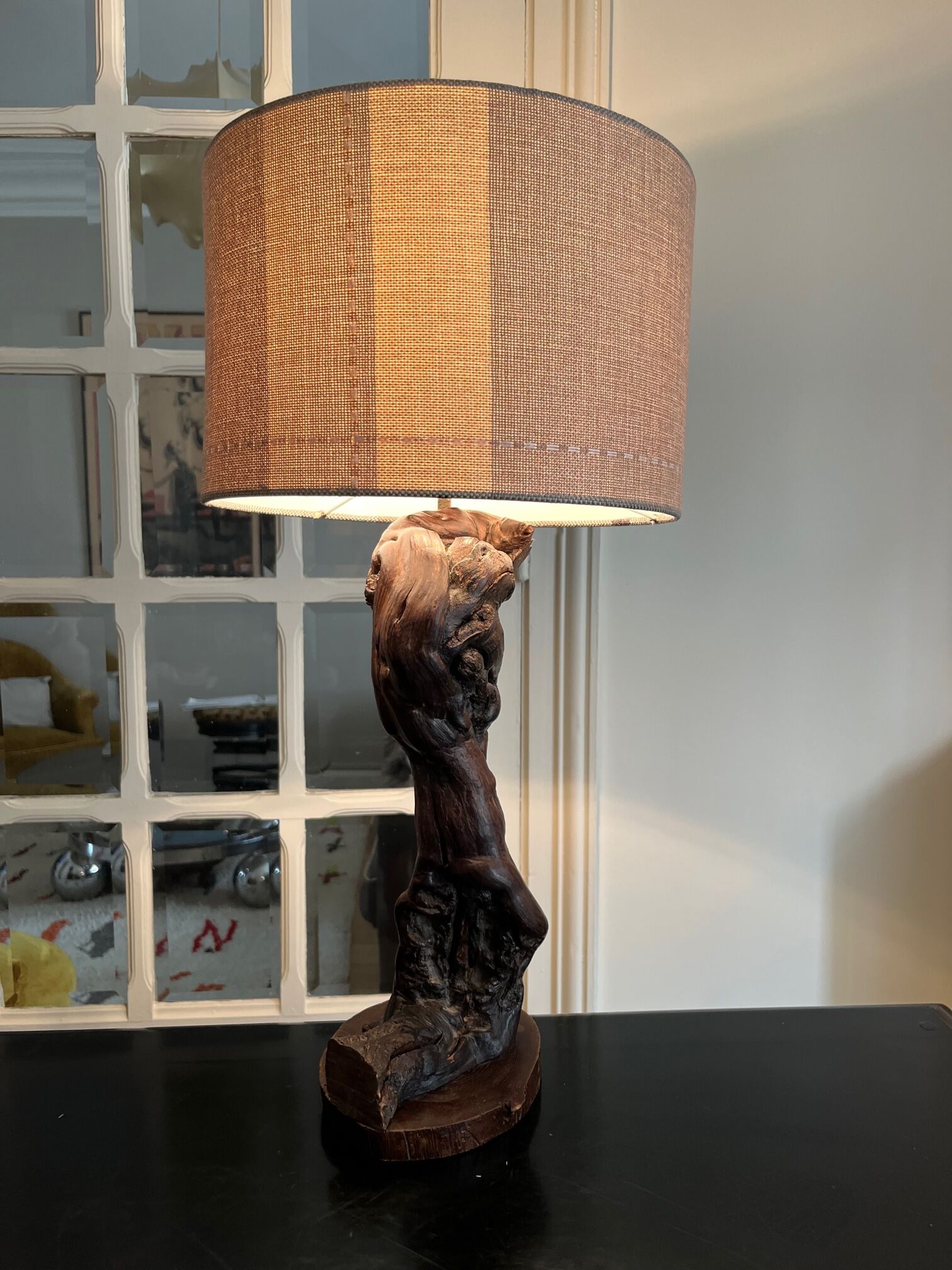 Brutalist wooden lamp