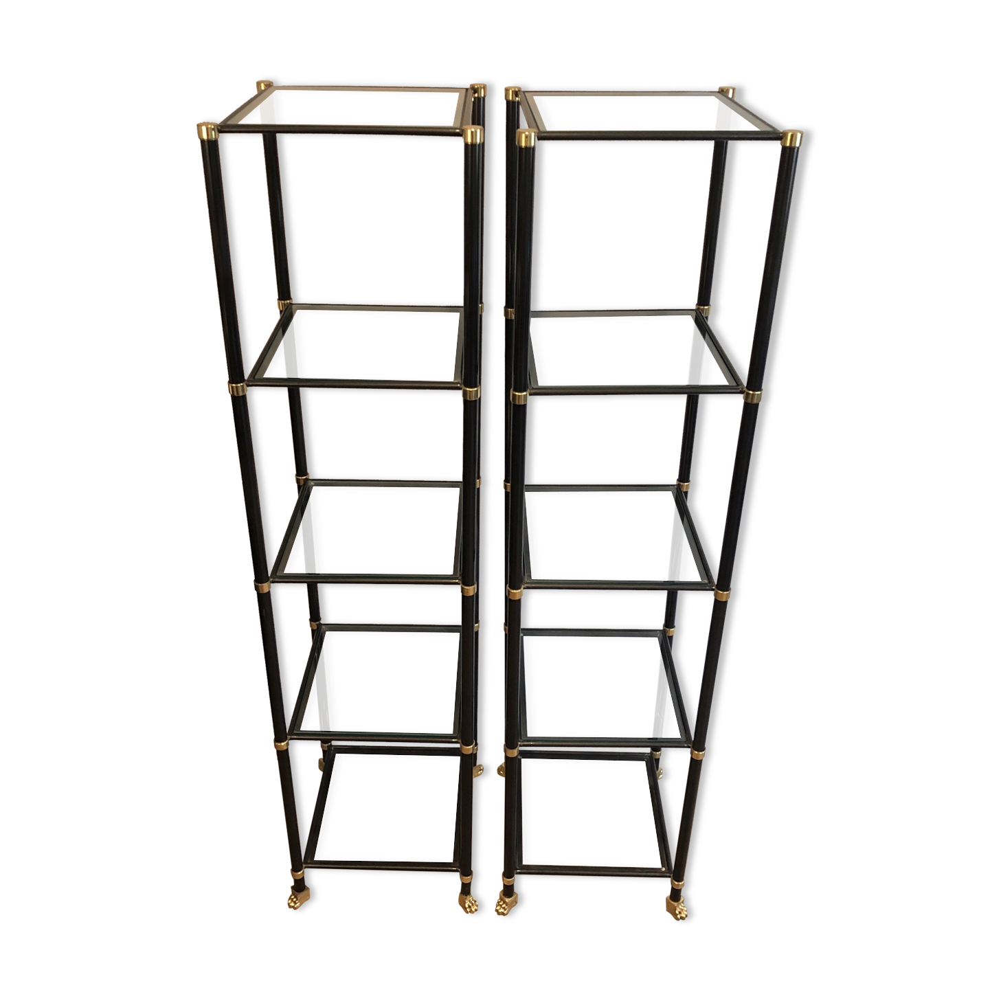 Pair of metal shelves by Guy Lefèvre for Maison Jansen 70s