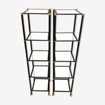 Pair of metal shelves by Guy Lefèvre for Maison Jansen 70s