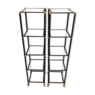 Pair of metal shelves by Guy Lefèvre for Maison Jansen 70s