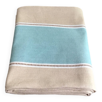 Nappe tissu basque écru et turquoise