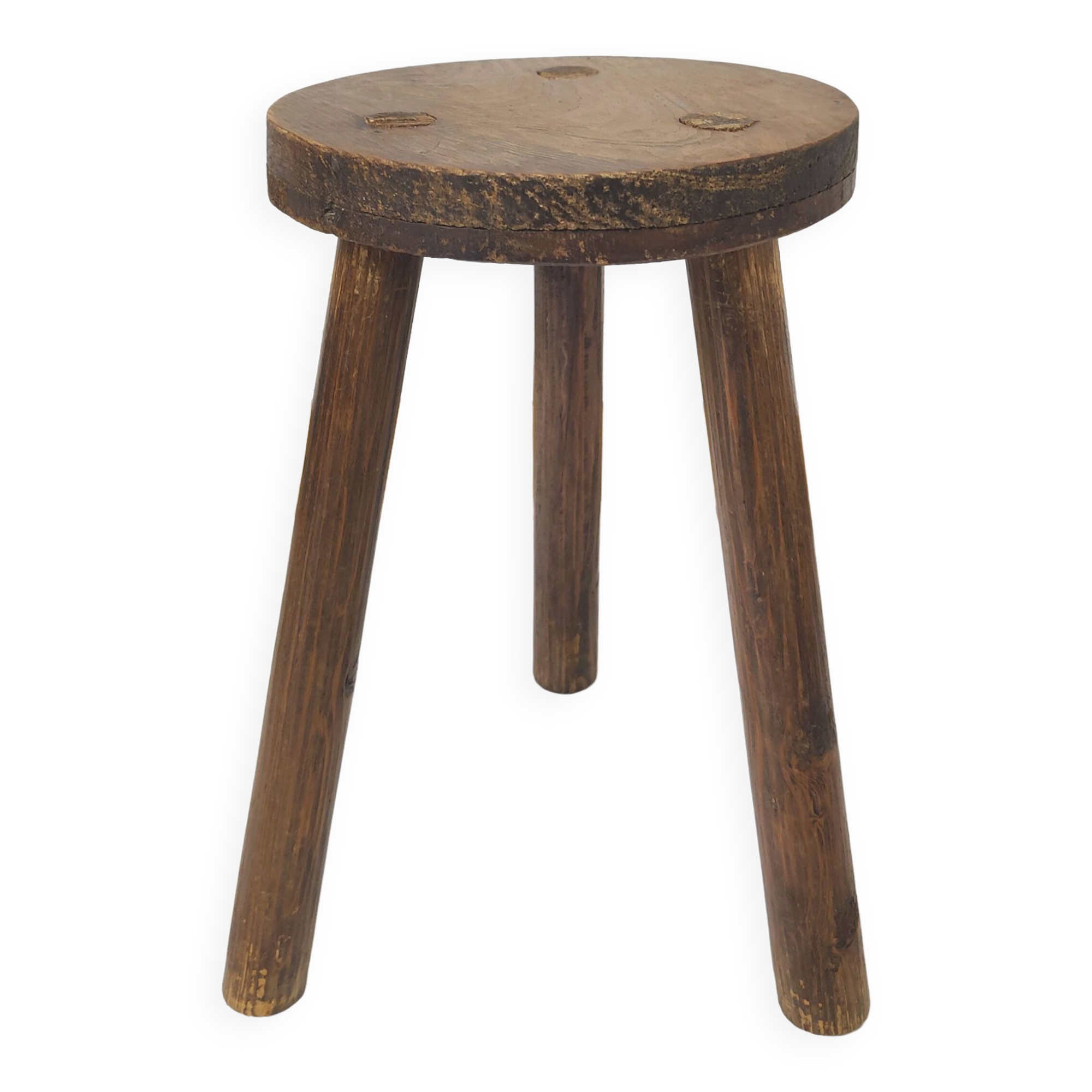 Solid wood farmhouse tripod stool