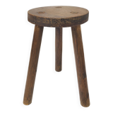 Solid wood farmhouse tripod stool