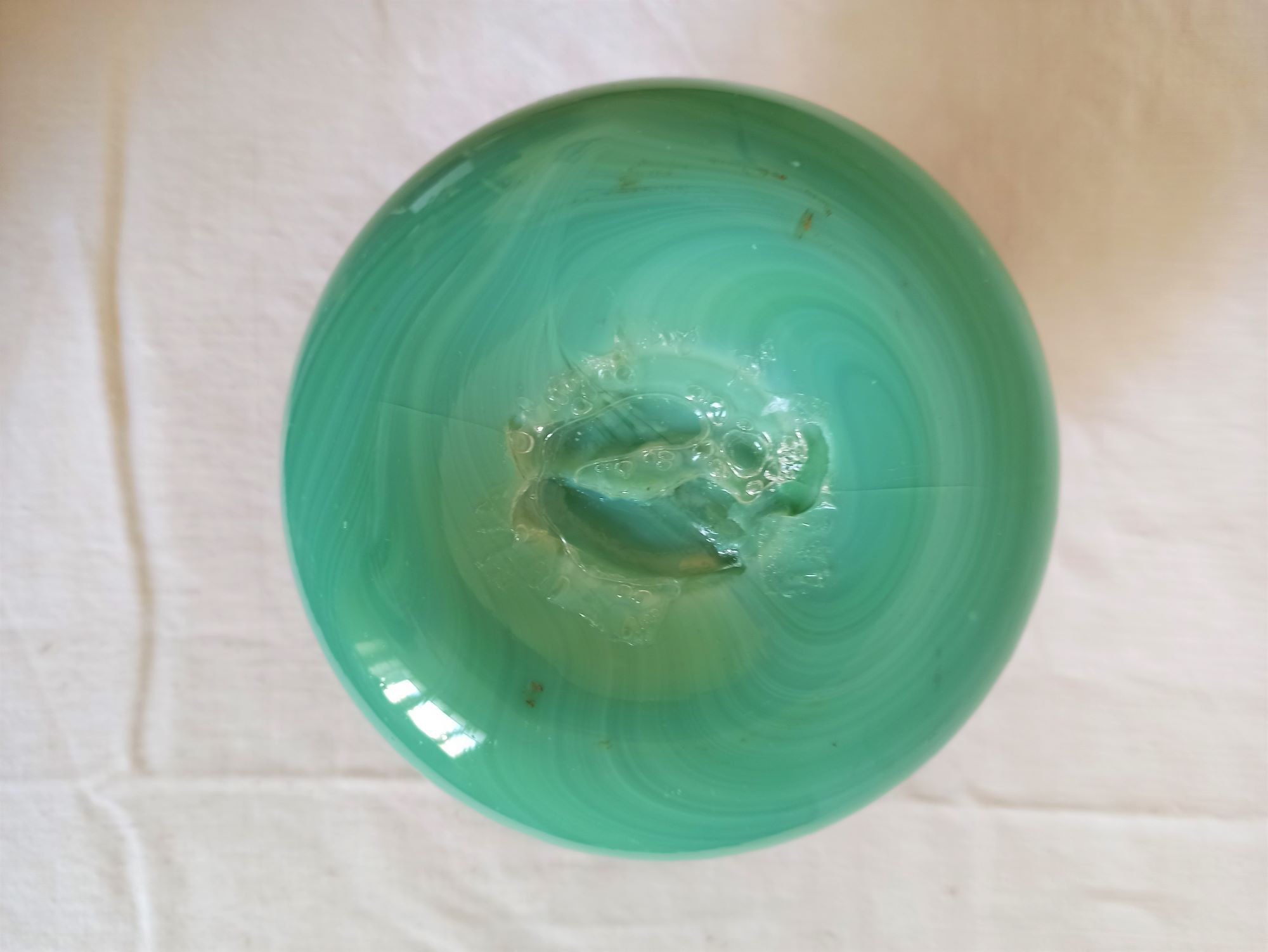 Green opaline water vase