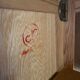 Vintage Parisian wardrobe with one mirrored door from the 60s in pine and wood