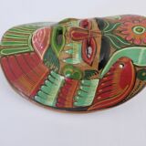 Masque Mexicain en terre cuite, art populaire Mexicain, années 70