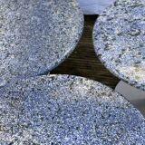Trio de tables basses en granit et acier inoxydable