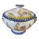 Soupière ancienne en terre cuite et faïence