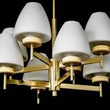 Sputnik chandelier with opaline glass by Kaiser, Germany, 1970s.