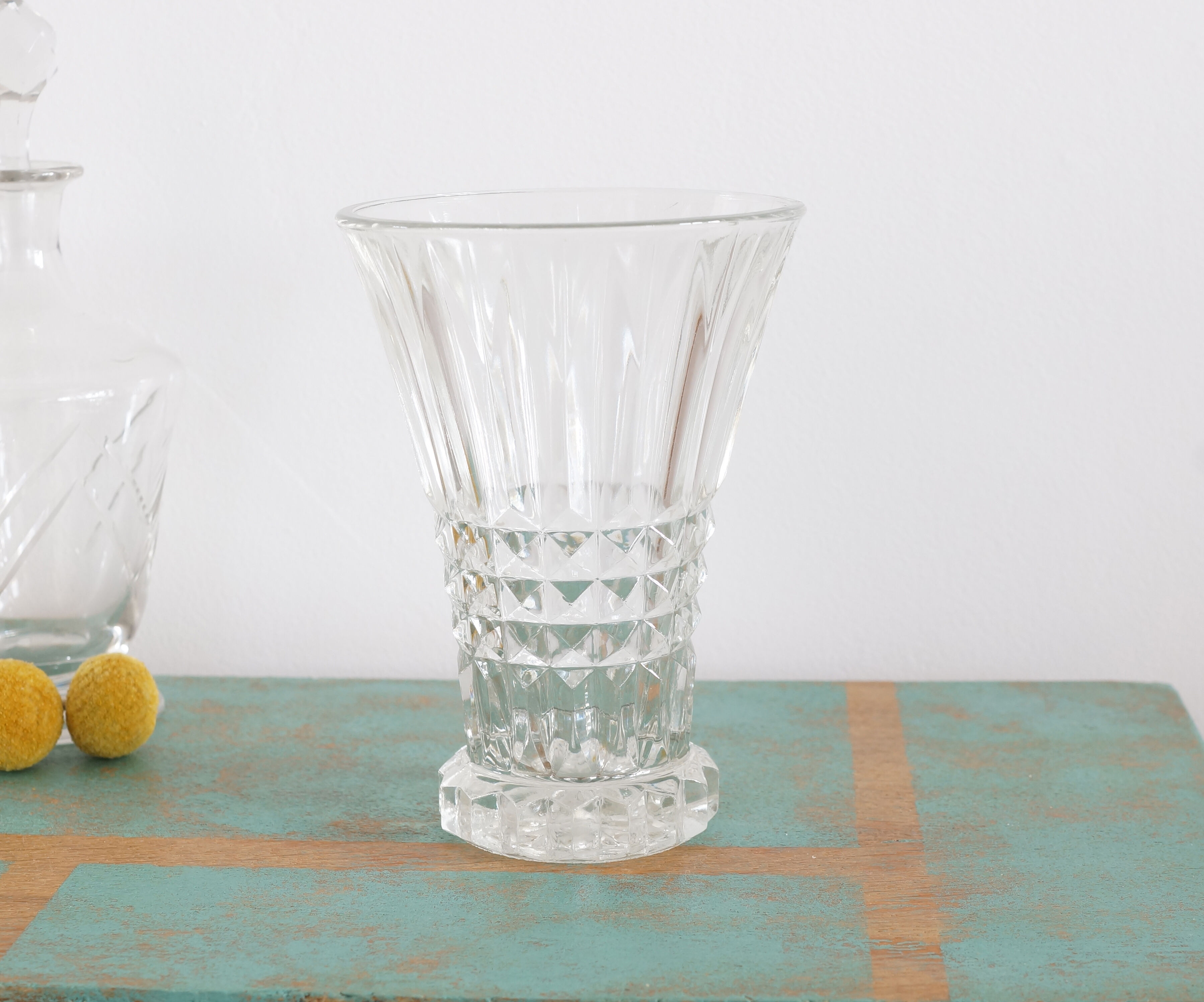 Vintage molded glass vase 50s