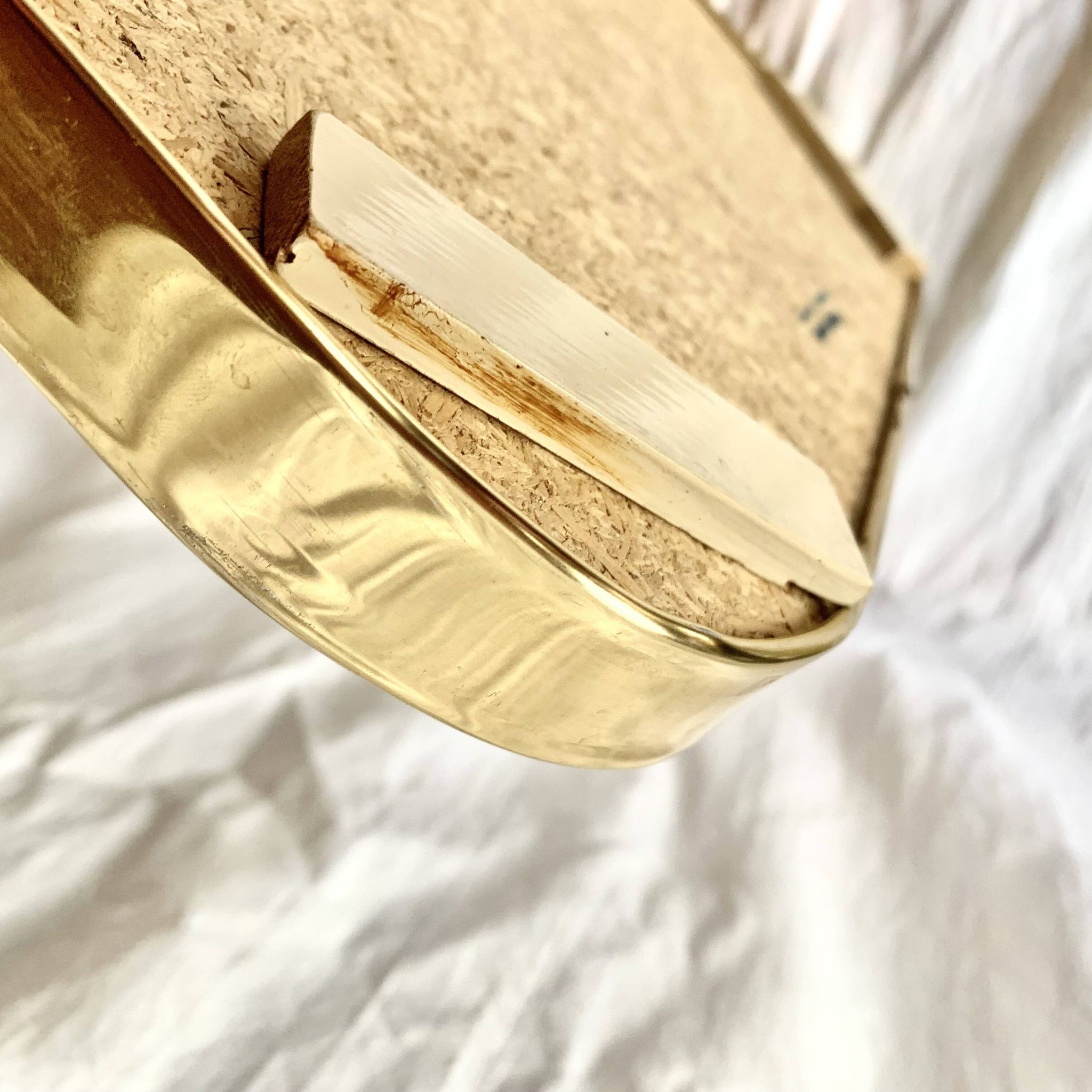 Large vintage rectangular wall mirror in gold anodized aluminum - 73 cm