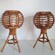 Pair of bamboo bedside lamps