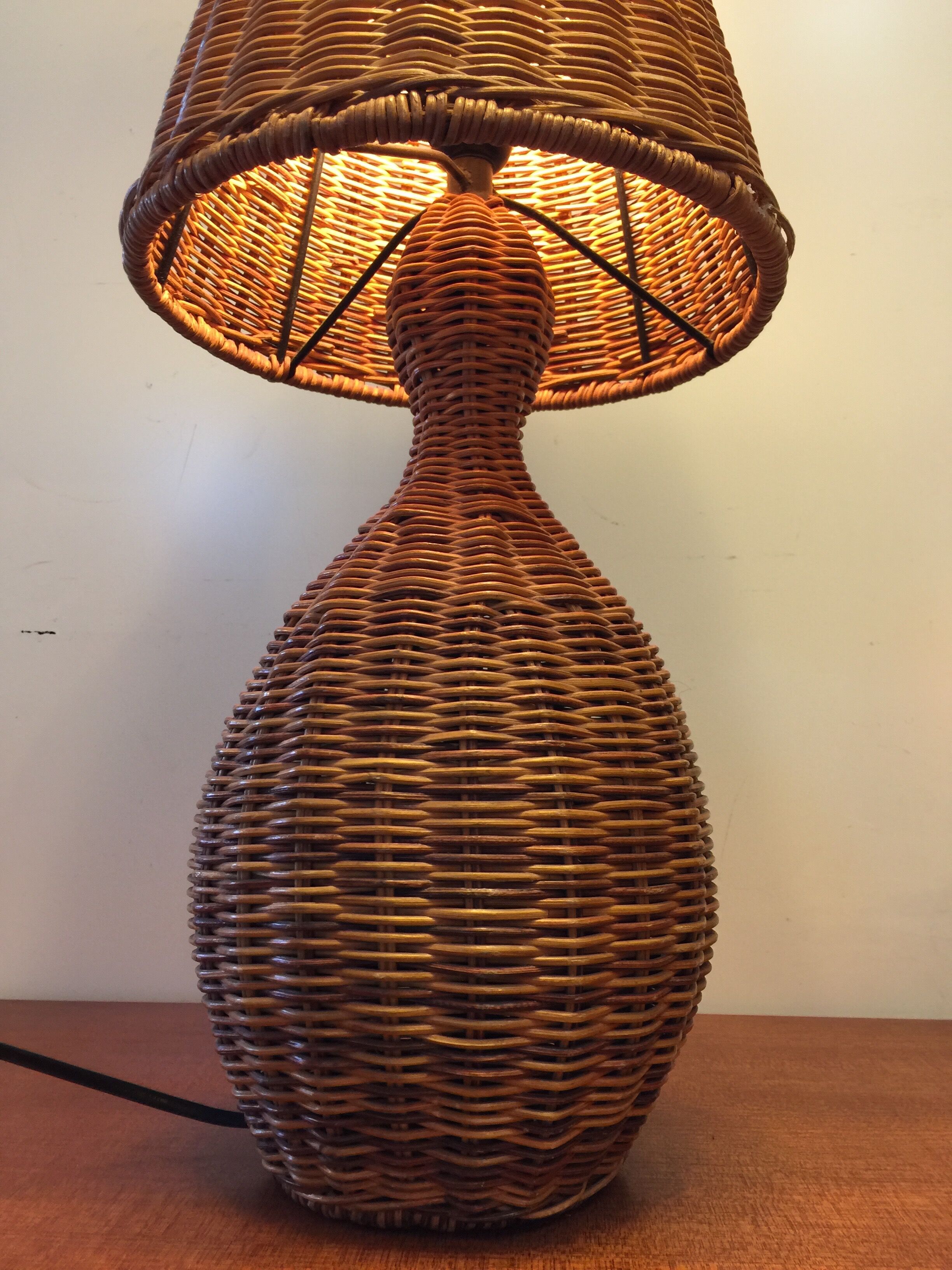1980s wicker lamp