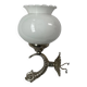 Applique formant un poisson, métal argenté, globe en verre opaque, opaline blanche, décoration