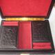 Box a bijoux ancien leather on wood satin interior and red velvet, with compartment