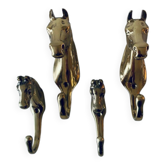 Set of four horse family coat racks