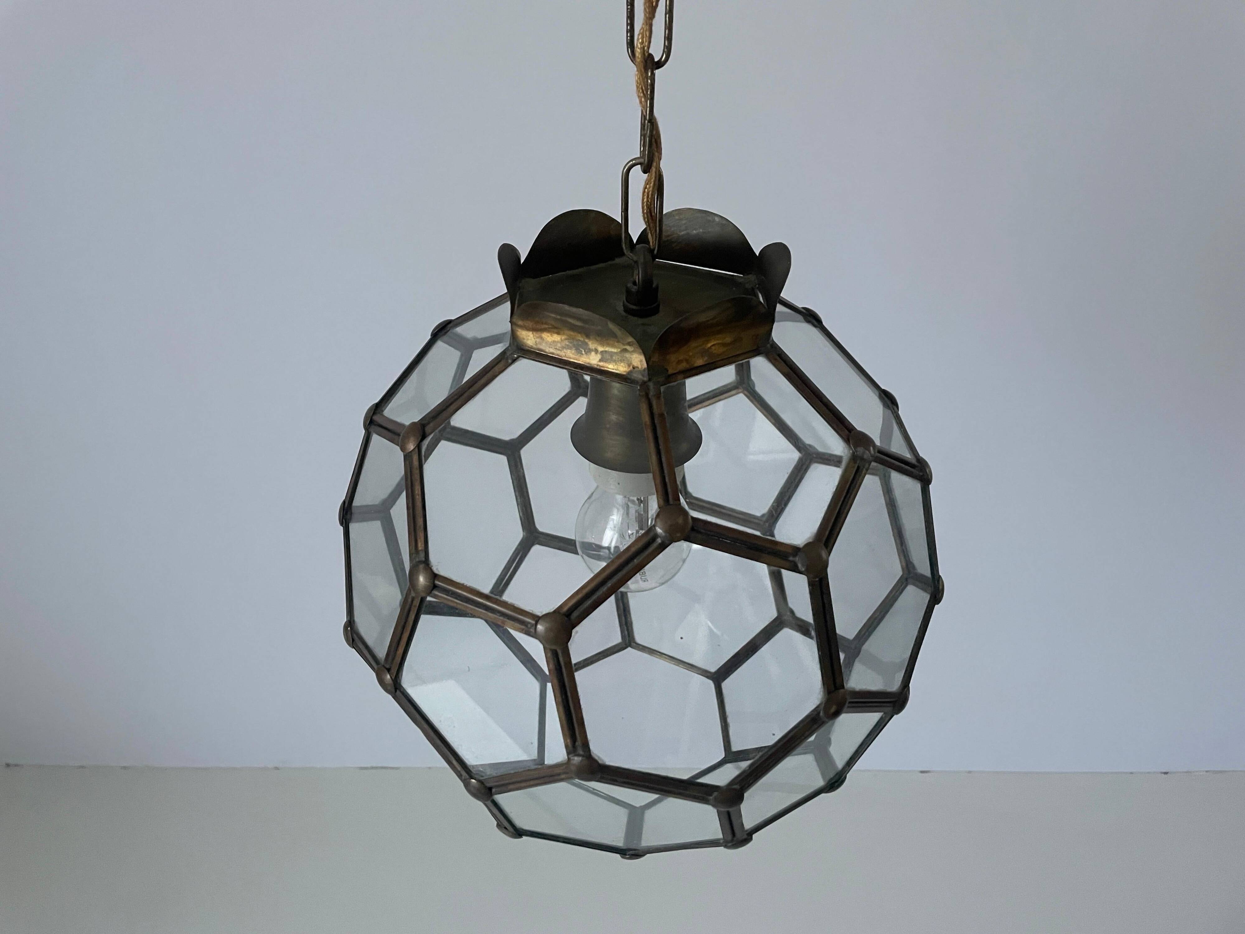Italian Art Deco glass ceiling light in the shape of a honeycomb, 1950s, Italy.