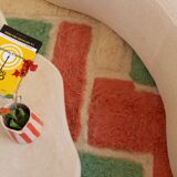 Moroccan Berber rug in green and pink.