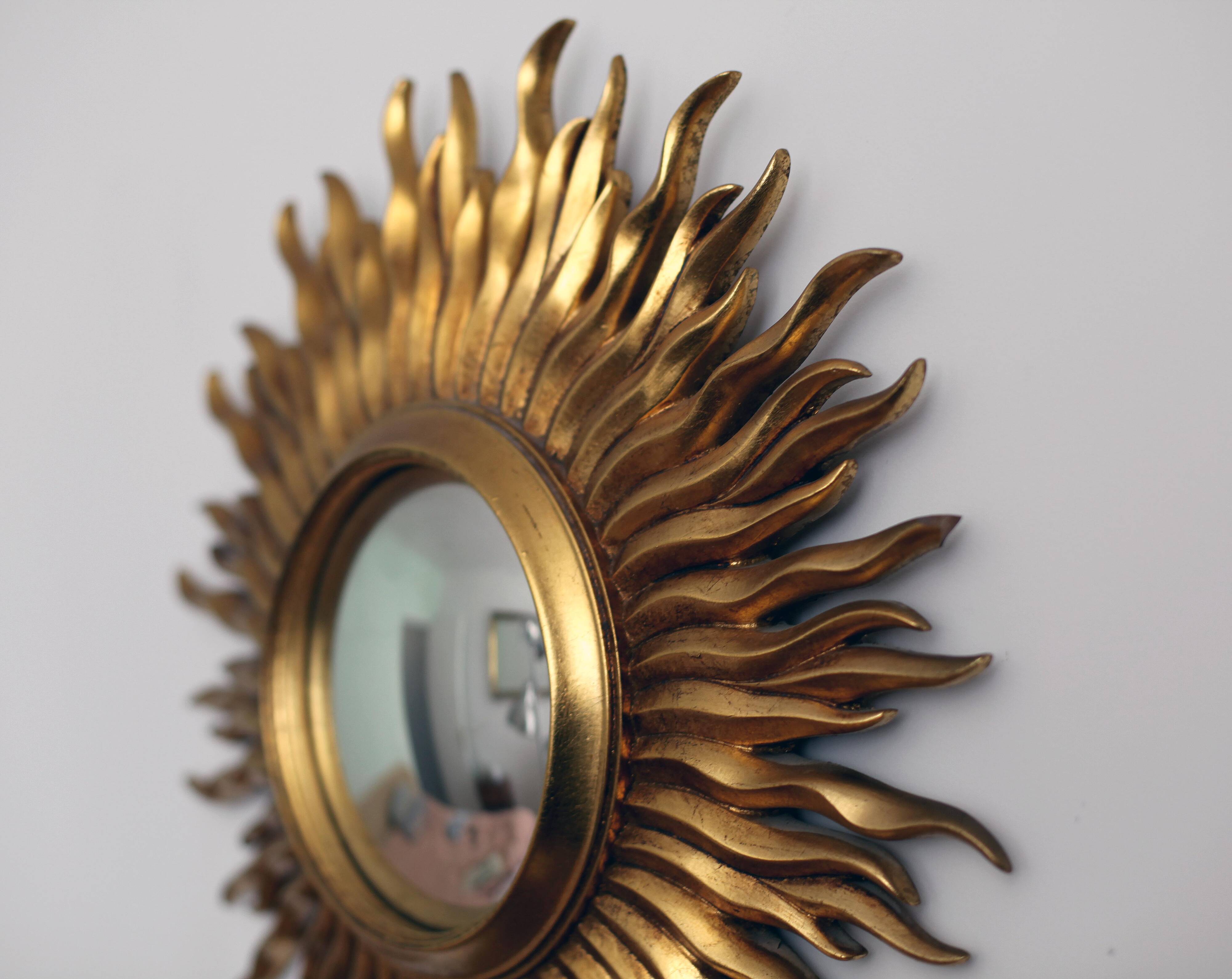 1950s witch's eye mirror in gold leaf "made in France"
