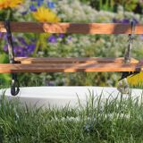 Antique double garden bench from the city of Paris in cast iron and wood