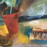 La table de rempotage, nature morte, huile sur toile