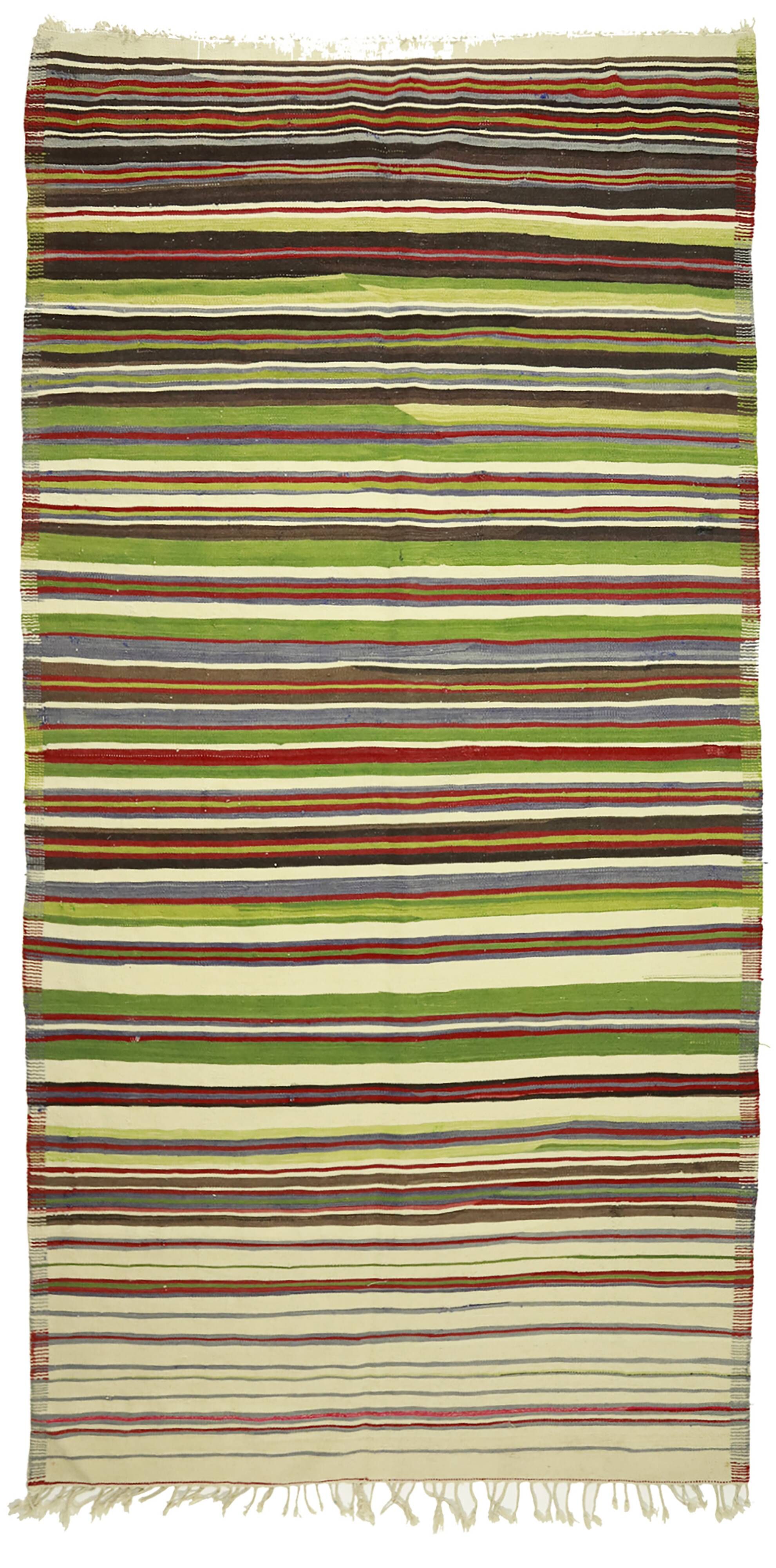 Vintage Striped Turkish Kilim Rug 170x345 cm Handmade Wool