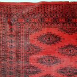 Tapis vintage fait main Ersari en laine rouge vif (122cm x 179cm)