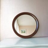 Round brown mirror plastic 80 years diameter 35cm