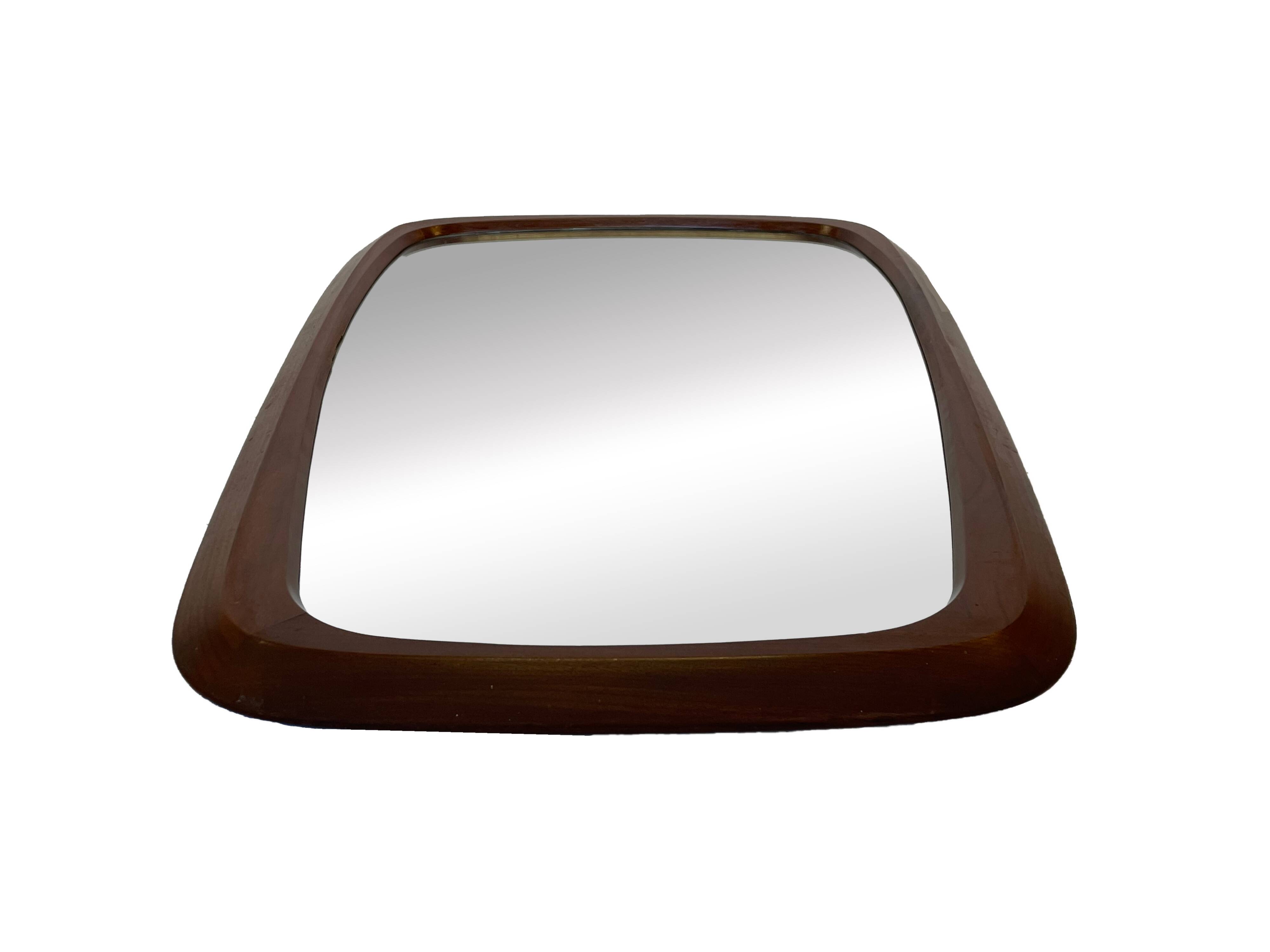 Vintage Large organic Danish mirror in teak