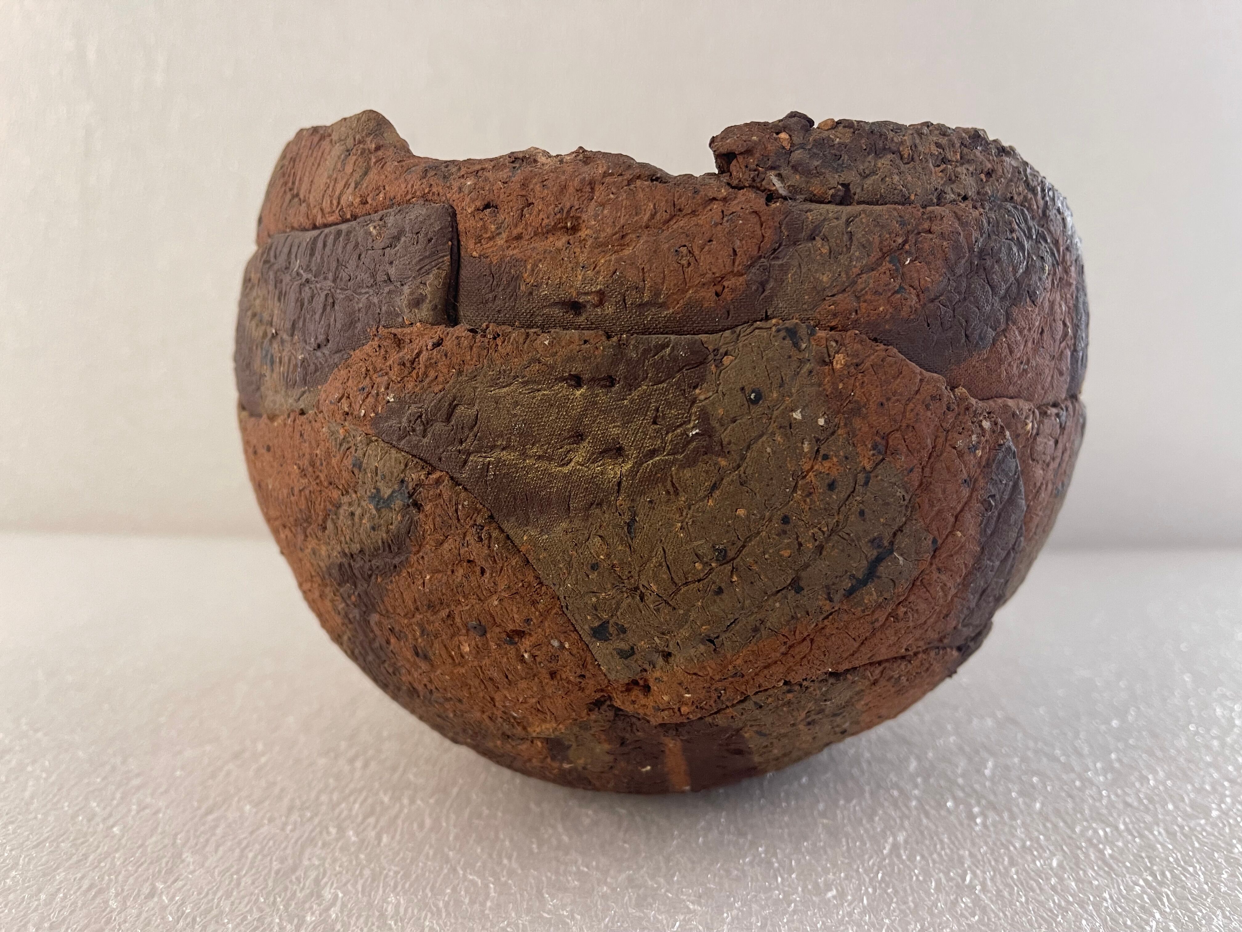 Spherical terracotta two-tone degreasing limestone XXth Africa