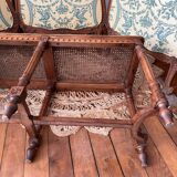 Piano bench seat in cane
