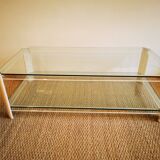 Italian travertine, perspex and glass coffee table, circa 1970
