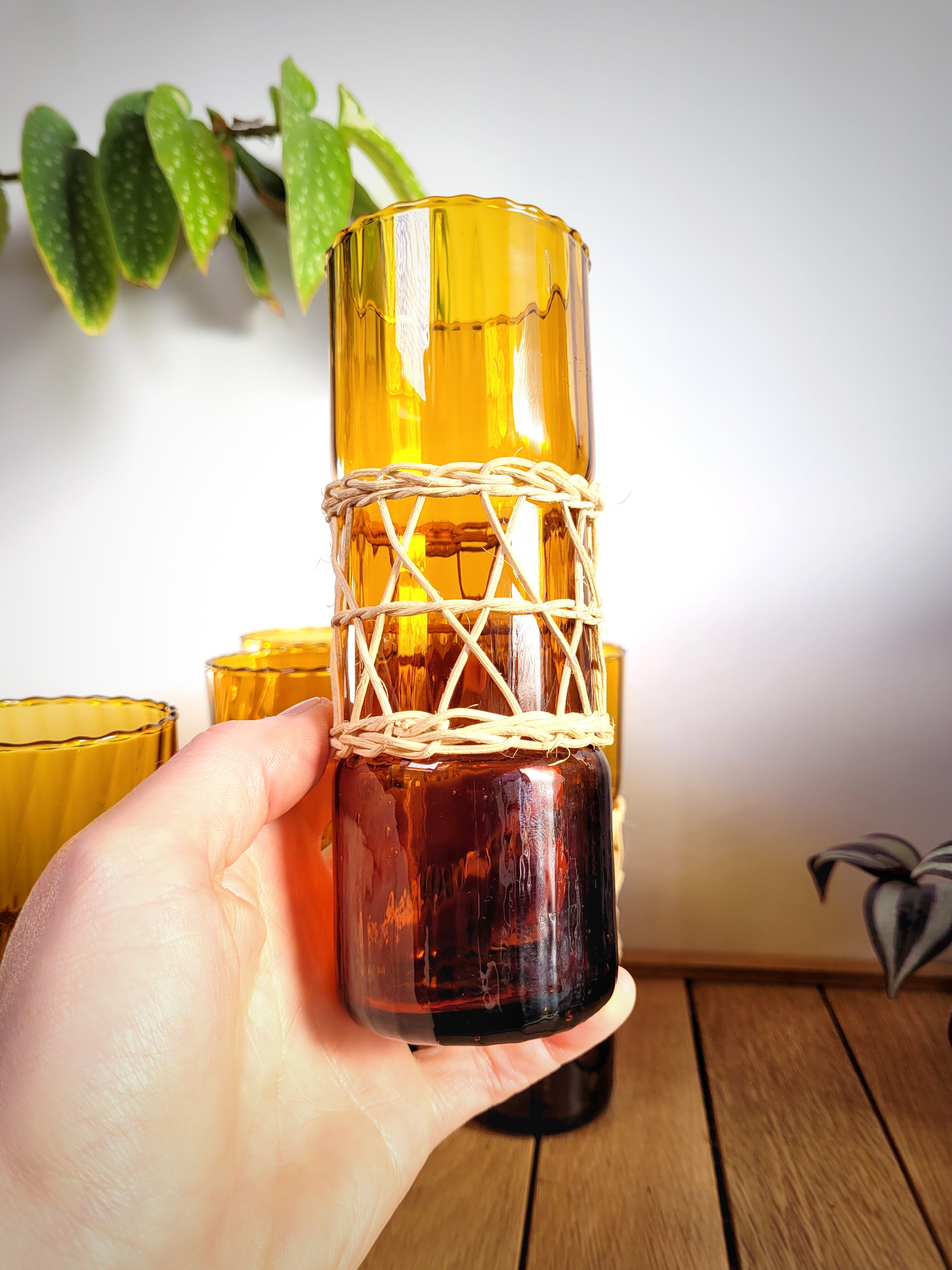 Amber & wicker glasses