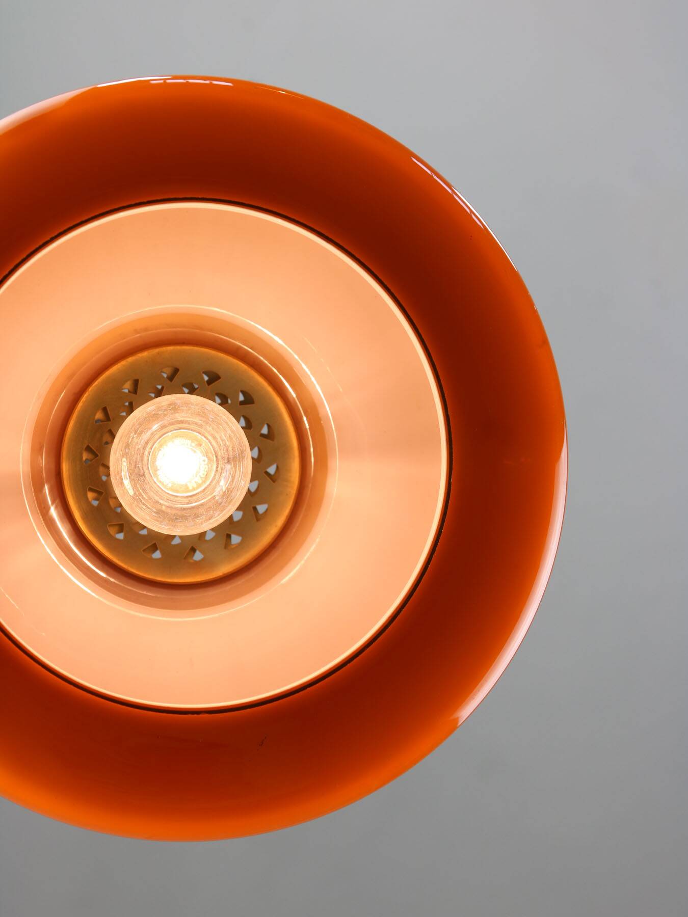 Mid-century italian brass and glass pendant lamp