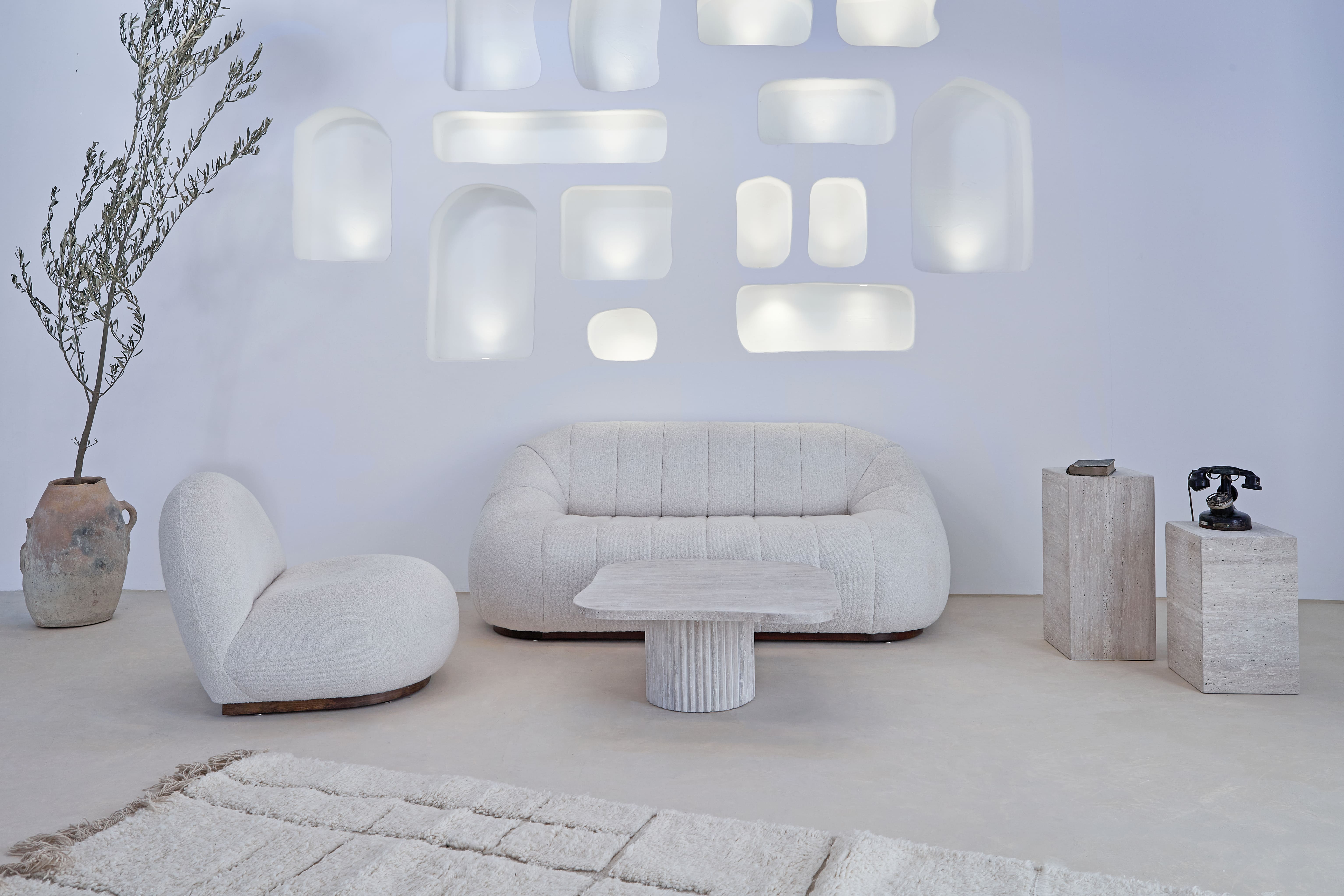 Athena irregular coffee table in natural travertine