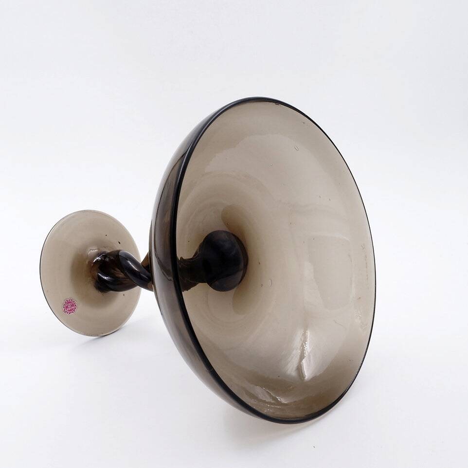 Mid-Century Twisted smoked Glass Bowl - Italy, Murano 1960s