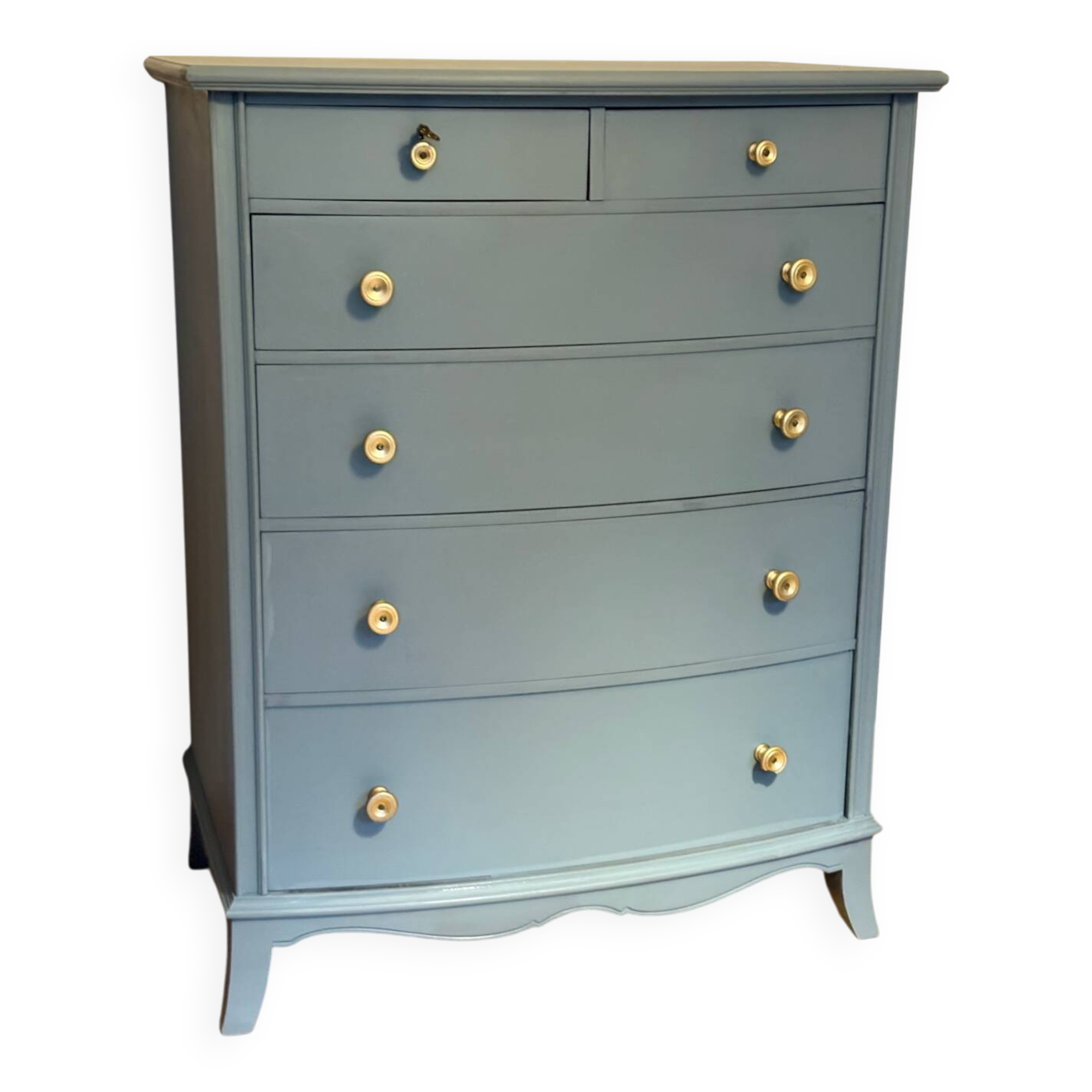 Antique blue zinc-coated chest of drawers
