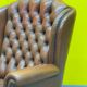 Original English Chesterfield Wingback Chair - Vintage Cognac Leather