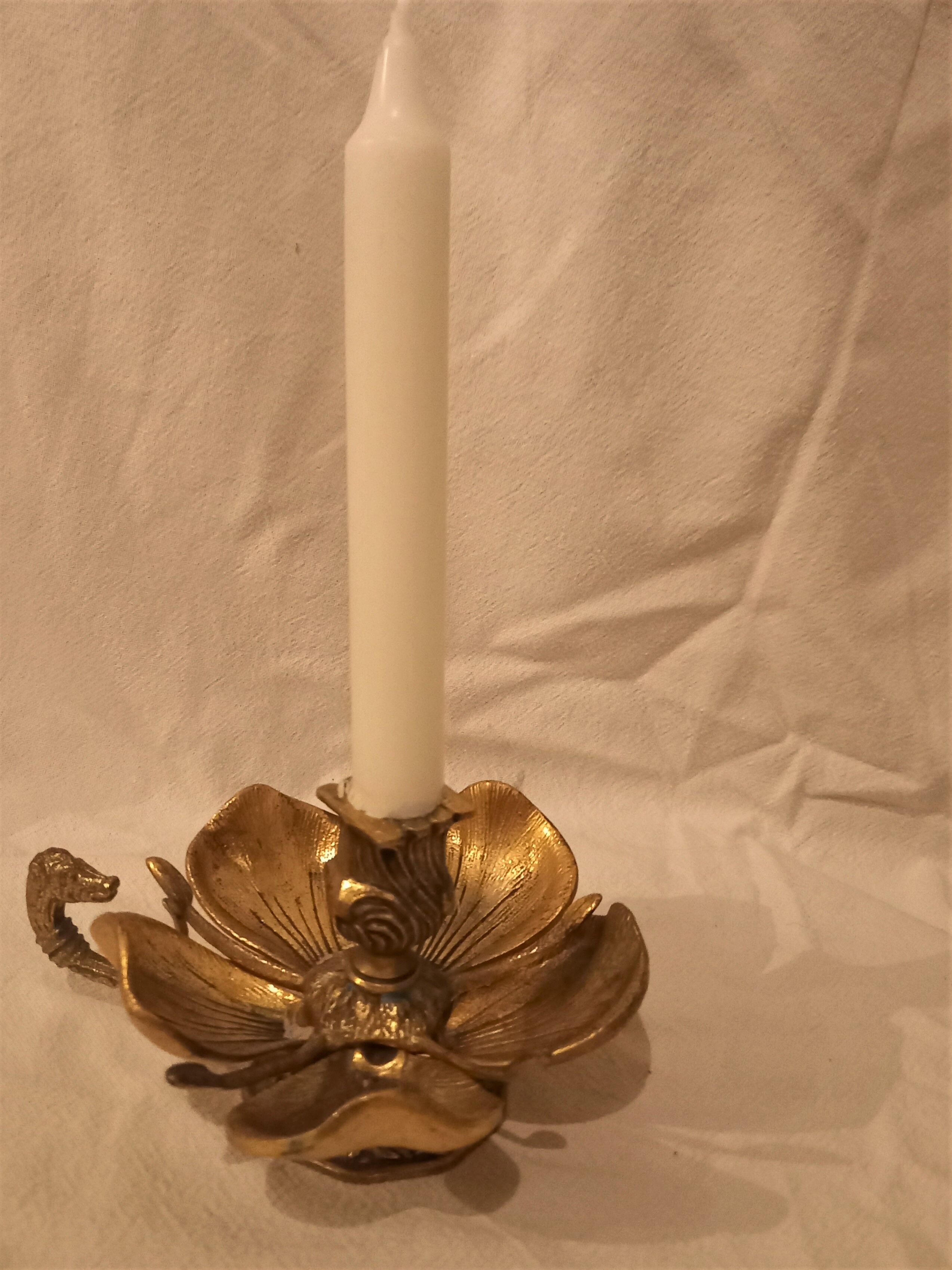 Brass flower candle holder