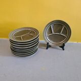 10 vintage green glazed porcelain gourmet plates, 1960s