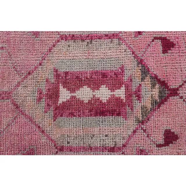Vintage Turkish Oushak Handmade Wool Cotton Pink Runner Rug 90x312