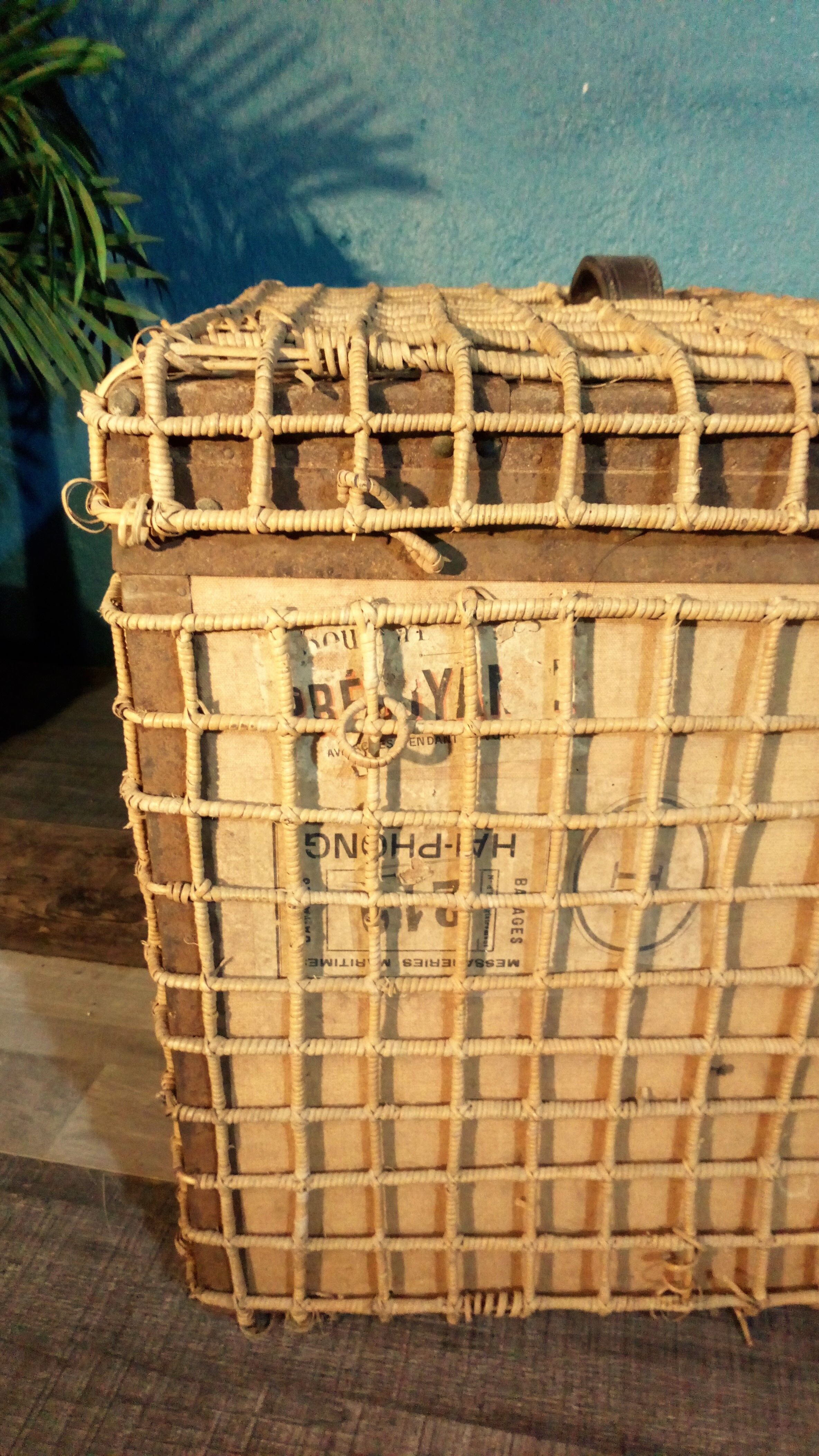 Wicker travel trunk 1920