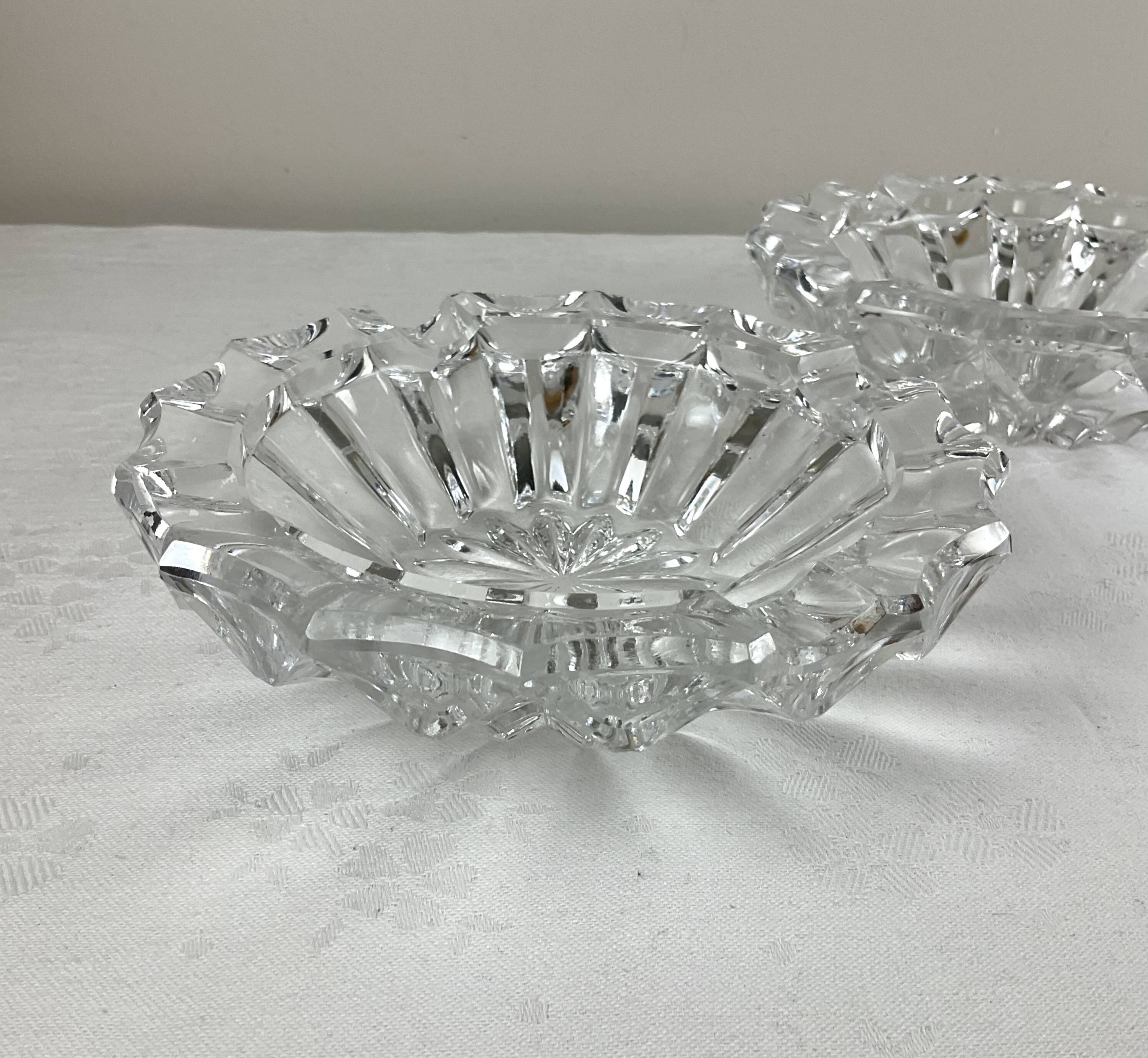 Pair of crystal ashtrays