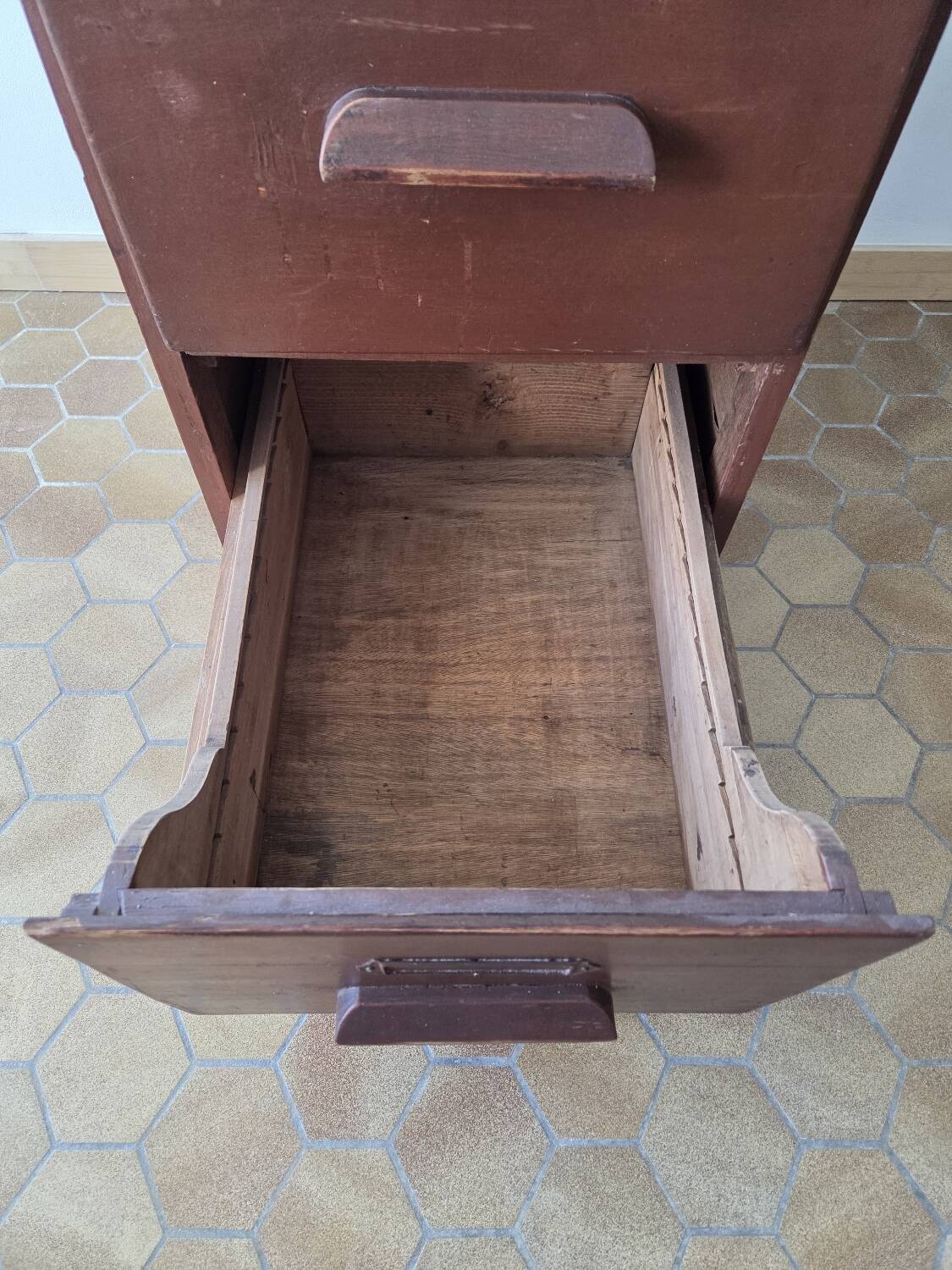 Antique wooden drawer unit filing cabinet