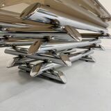 Space coffee table from the 70s, tubular metal and glass, Italian design