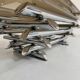 Space coffee table from the 70s, tubular metal and glass, Italian design