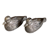 Vintage Pheasant Bird Silver Plated Figurine Salt & Pepper Shakers - a Pair