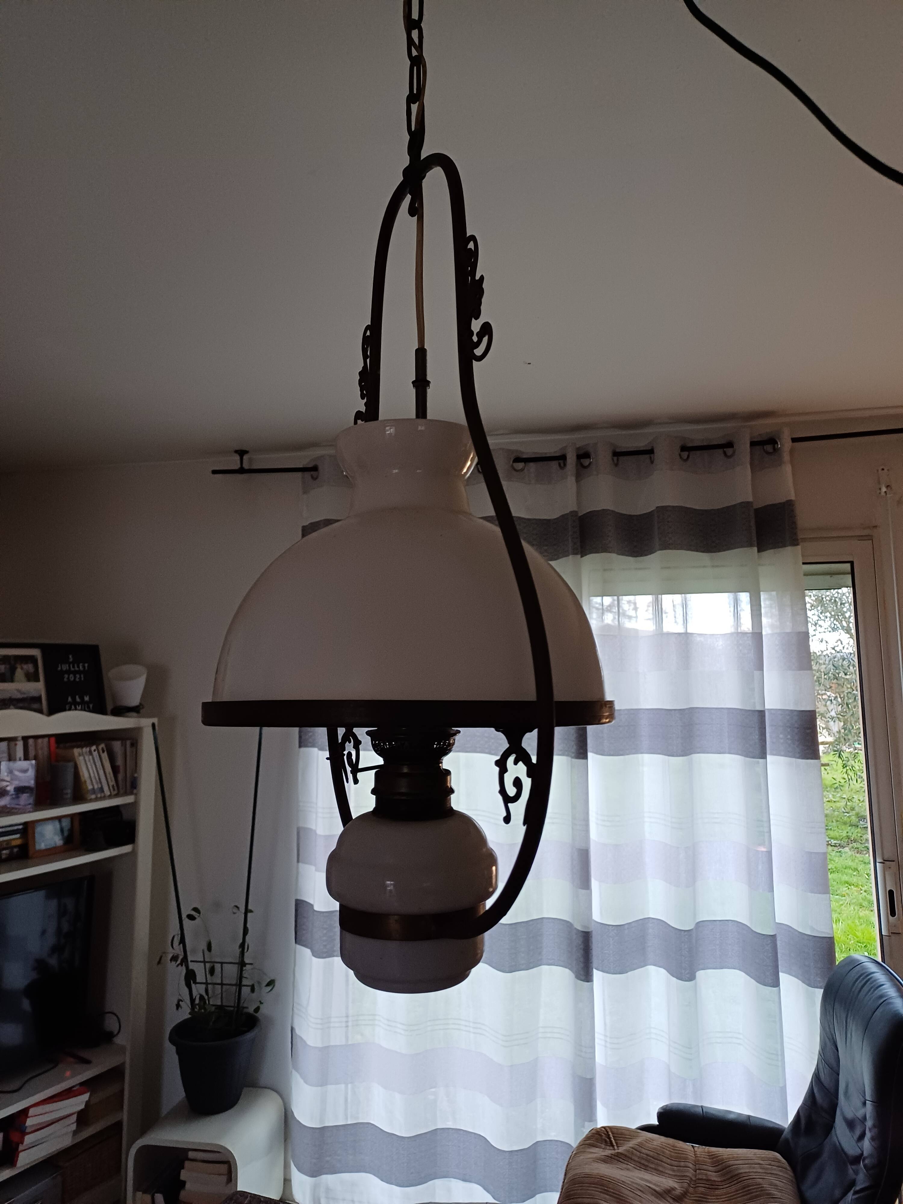 19th century white opaline pendant light