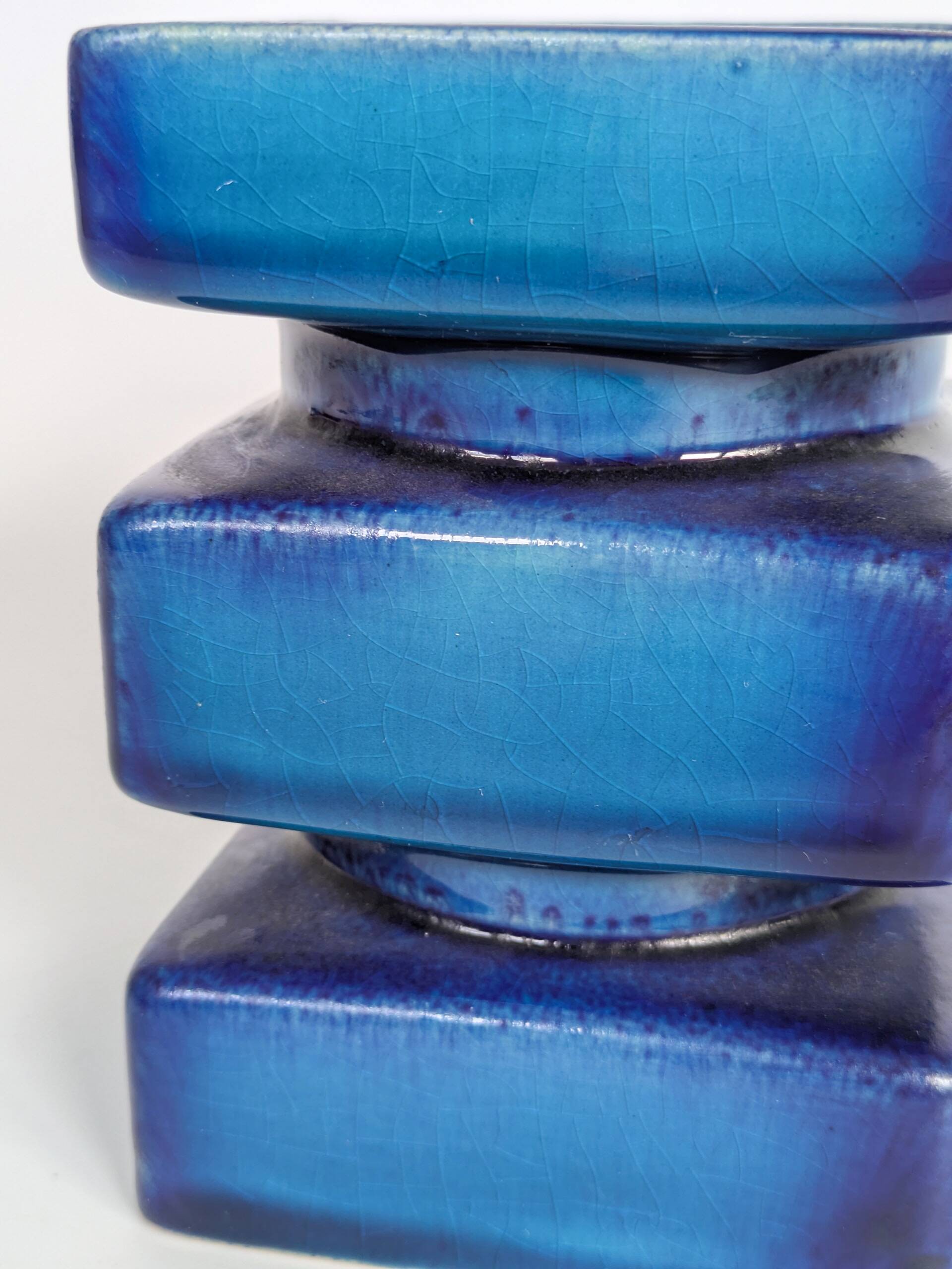 Cari Zalloni vase for Steuler, model 5101, Blue Space Age Ceramic